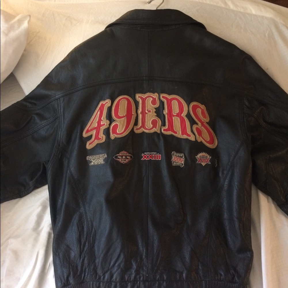 Leather jacket Leather patches 5 Super Bowls